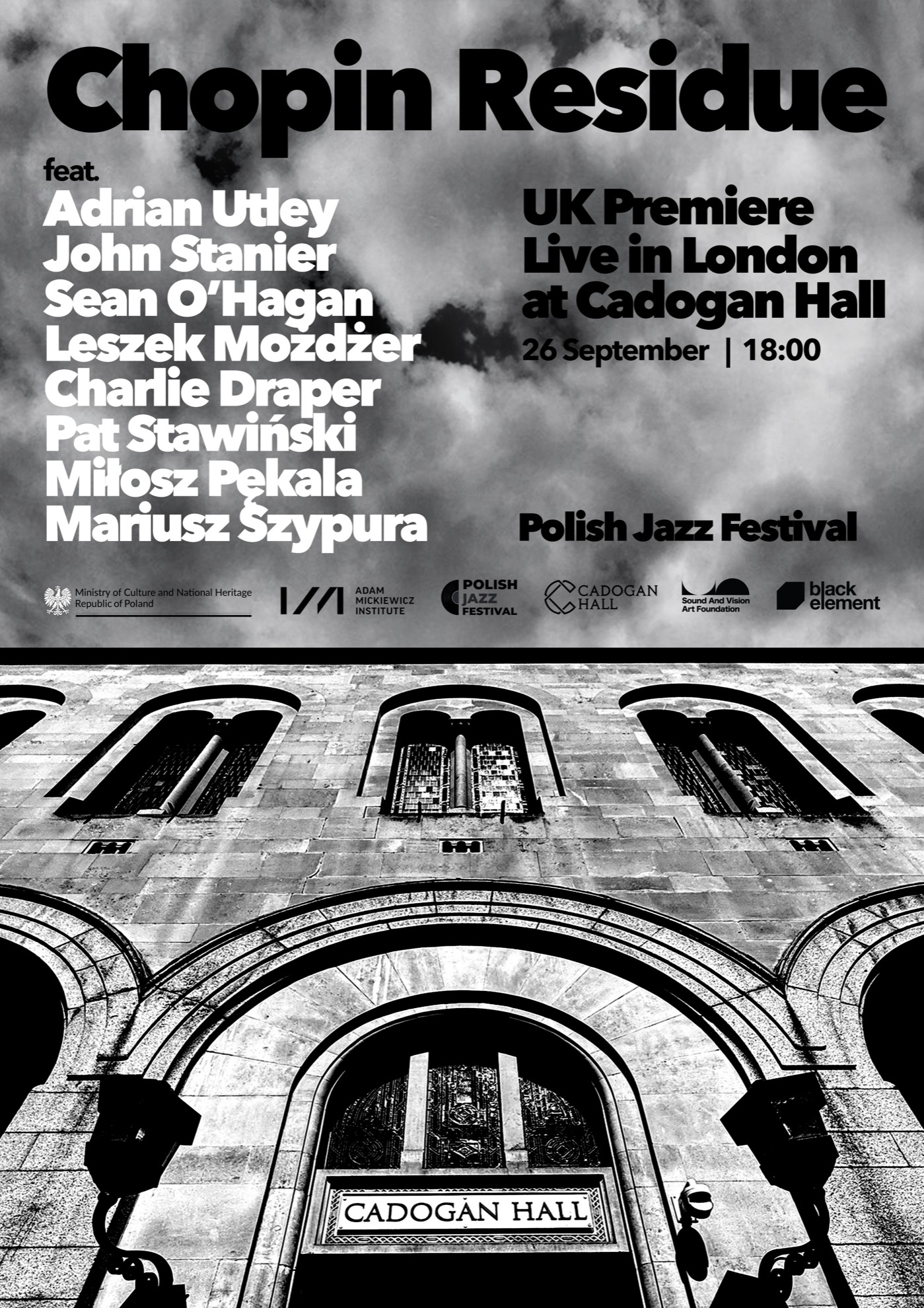 Chopin Residue UK Premiere live at Cadogan Hall London, Polish Jazz Festival 2026 poster